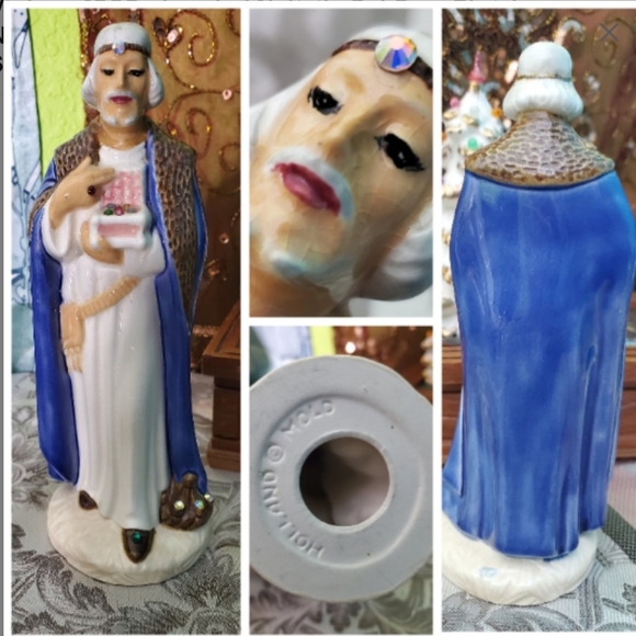 Vintage Holland Mold 1960s Swarovski Jeweled Nativity Set 9pc Handmade - Picture 10 of 15